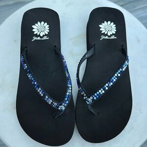 BLUE RHINESTONE FLIP FLOPS